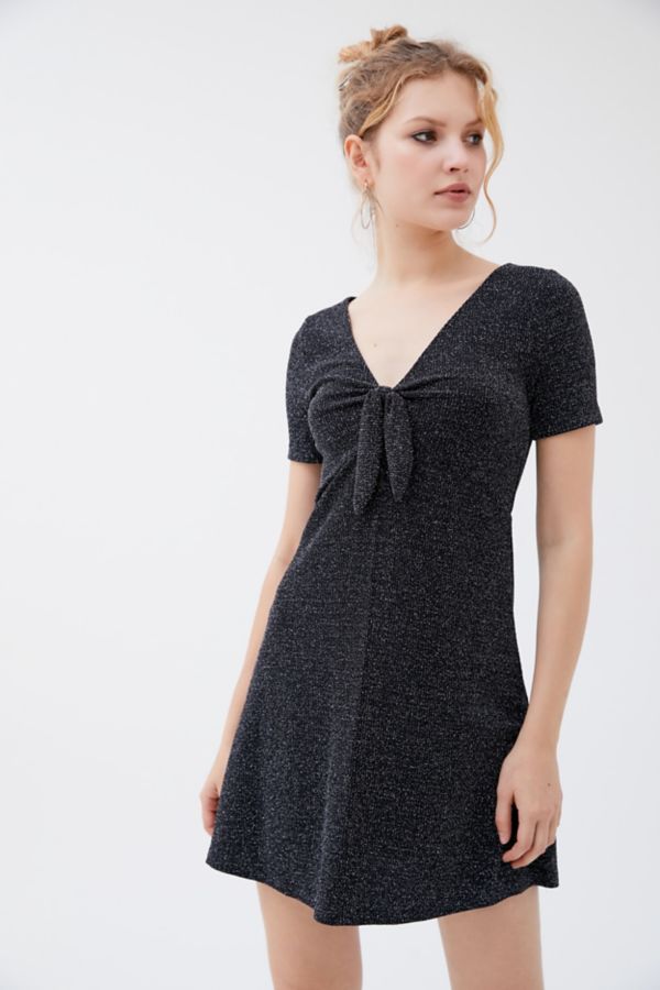 UO Sparkler Tie-Front Mini Dress | Urban Outfitters