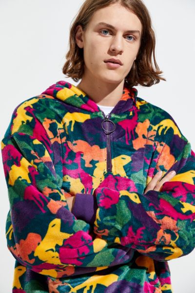 uo patterned polar fleece hoodie sweatshirt