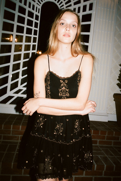 uo hanna scallop babydoll mini dress