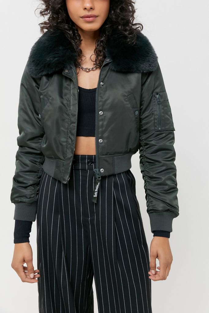 UO Nova Faux Fur Trim Bomber Jacket Urban Outfitters Canada