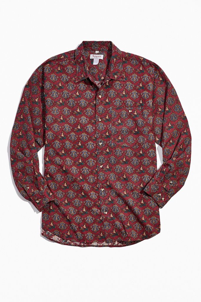 Vintage Red Duck Motif Woven ButtonDown Shirt Urban Outfitters