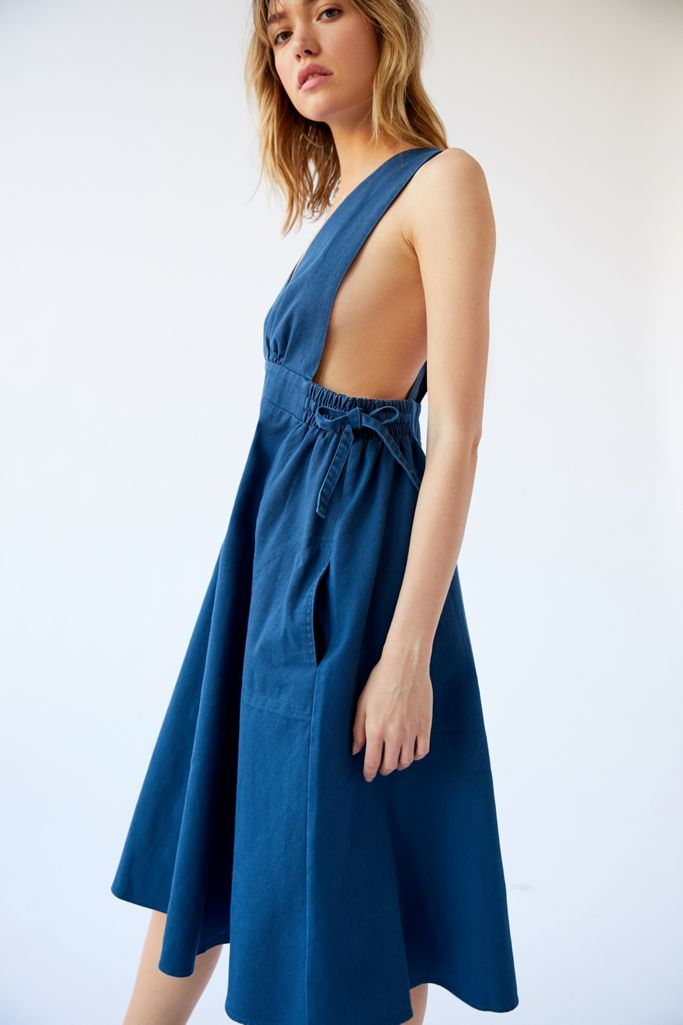 UO London Surplice Apron Midi Dress Urban Outfitters