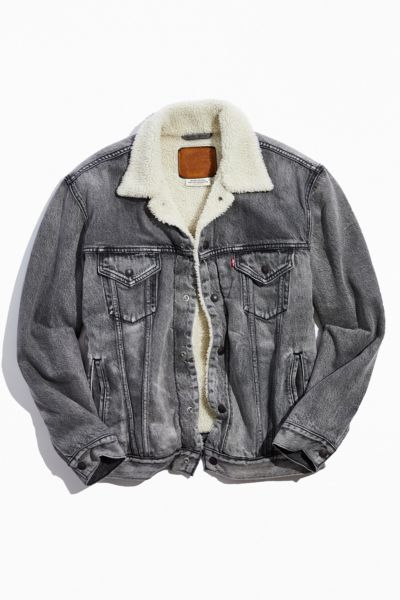 Grey Vintage Fit Sherpa Trucker Jacket 