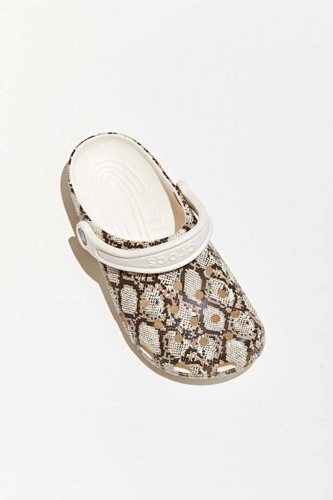 snakeskin print crocs