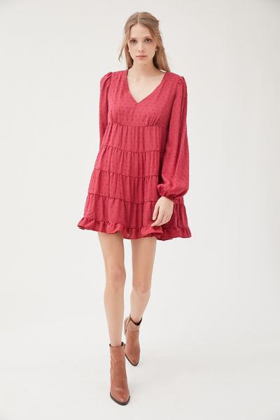 UO Textured Long Sleeve Frock Dress | Urban Outfitters