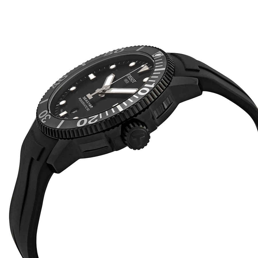 Slide View: 2: Tissot Seastar 1000 Black Dial Automatic Men's Rubber Watch T120.407.37.051.00