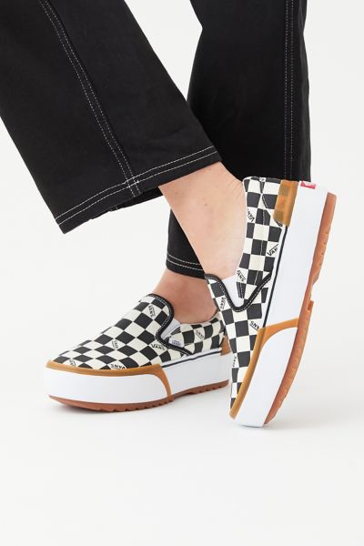 womens vans checkerboard slip on