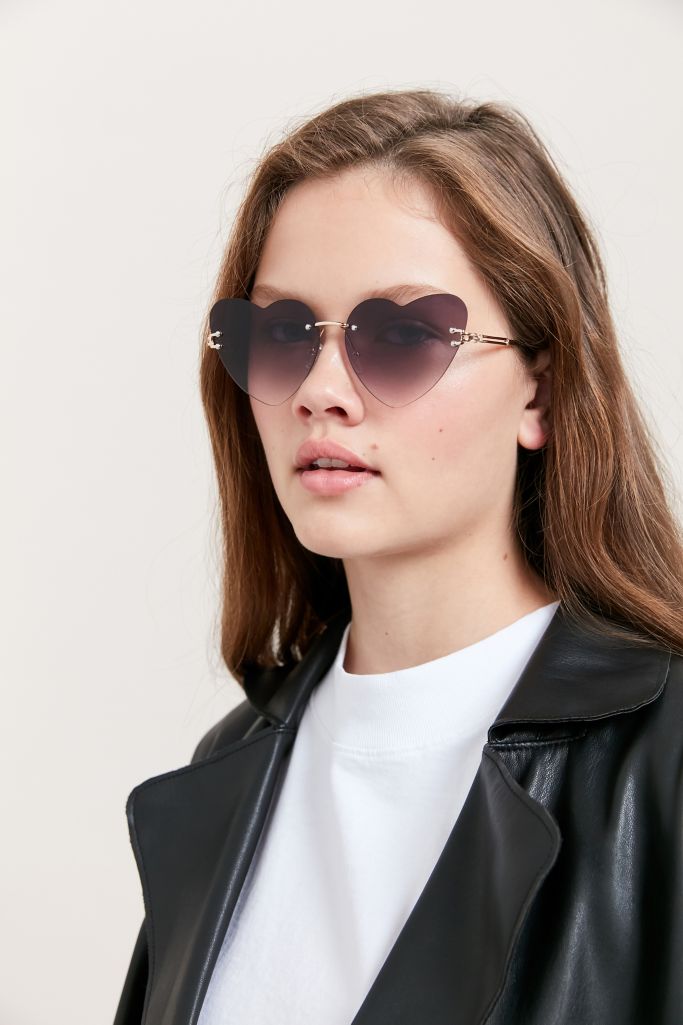 Candi Rimless Heart Sunglasses | Urban Outfitters