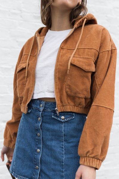 uo corduroy hooded cropped jacket