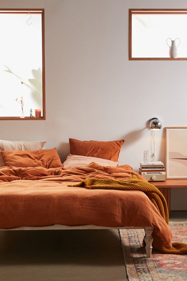 Slide View: 1: Washed Cotton Slub Duvet Cover