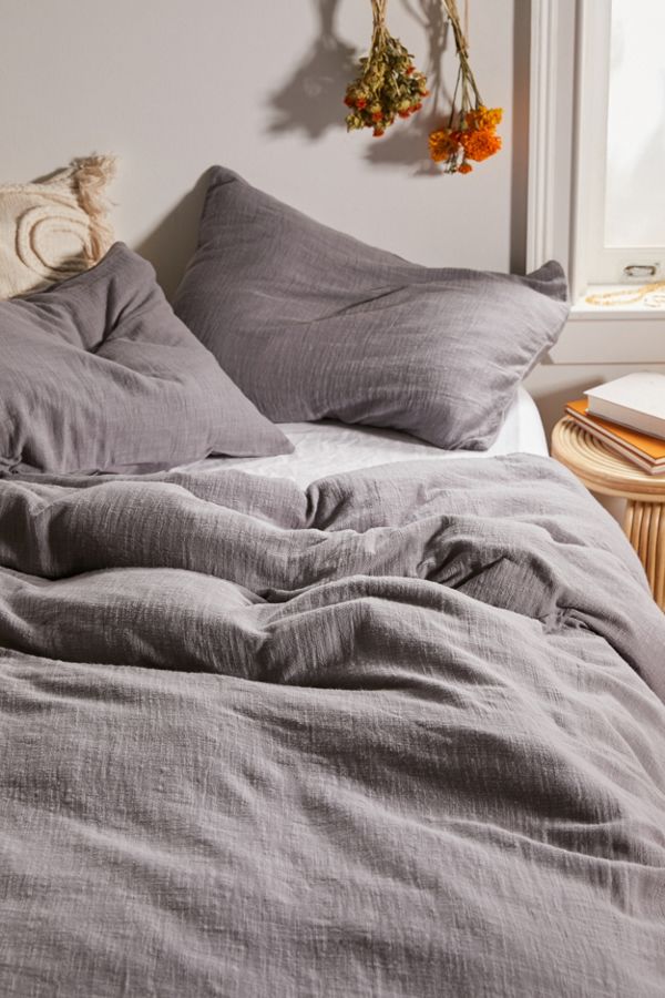 Slide View: 3: Washed Cotton Slub Duvet Cover