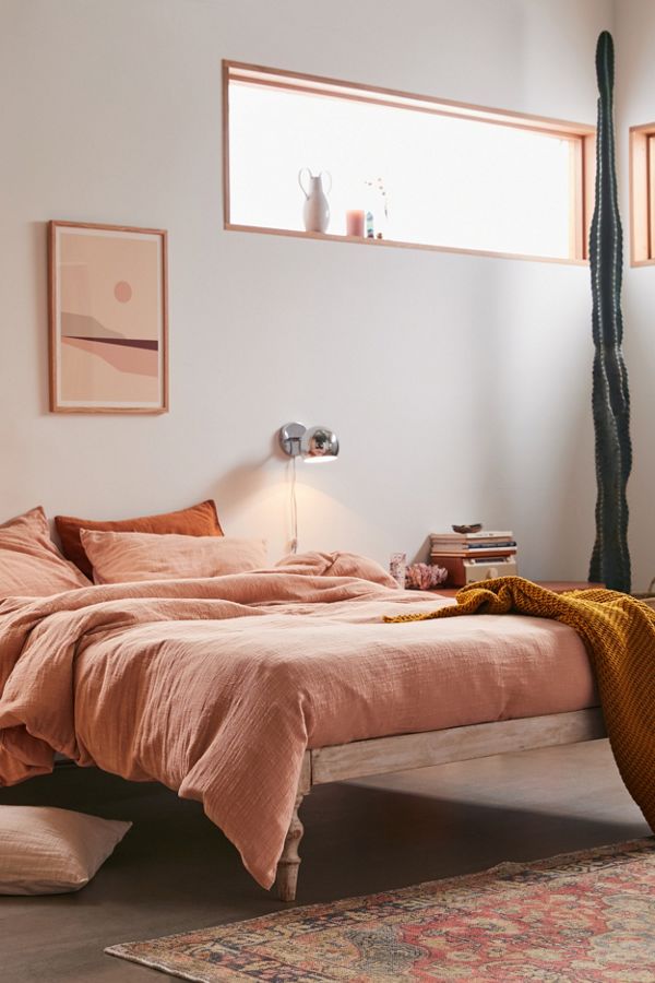 Slide View: 1: Washed Cotton Slub Duvet Cover