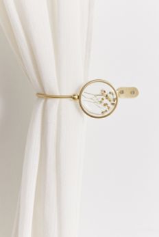 Slide View: 2: Pressed Floral Curtain Tie-Back Set