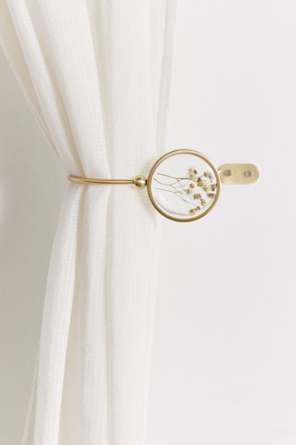 Slide View: 2: Pressed Floral Curtain Tie-Back Set