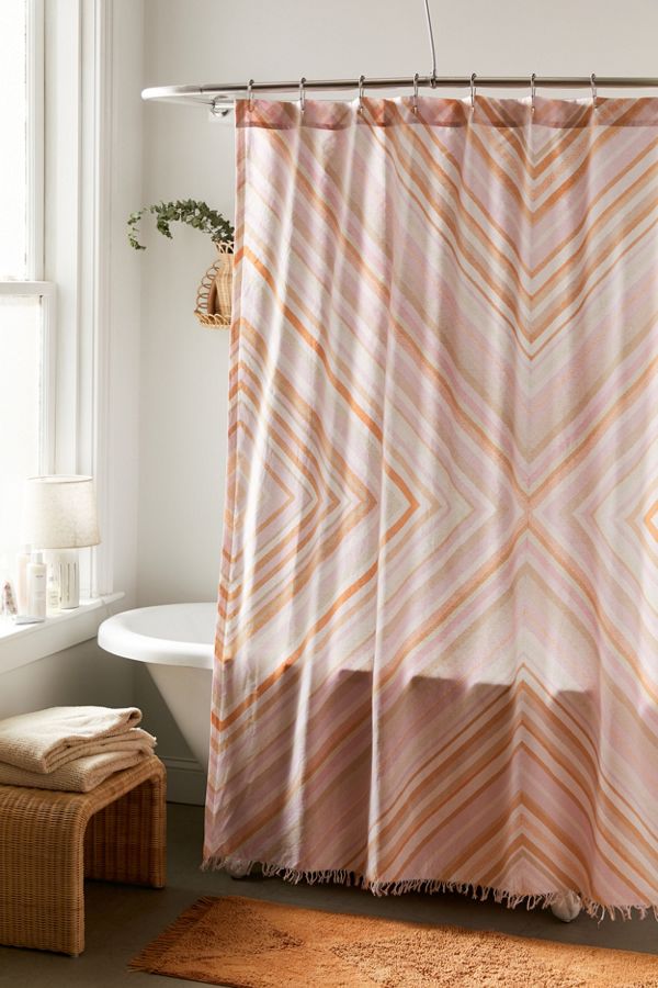 Slide View: 1: Sabrina Fringed Shower Curtain