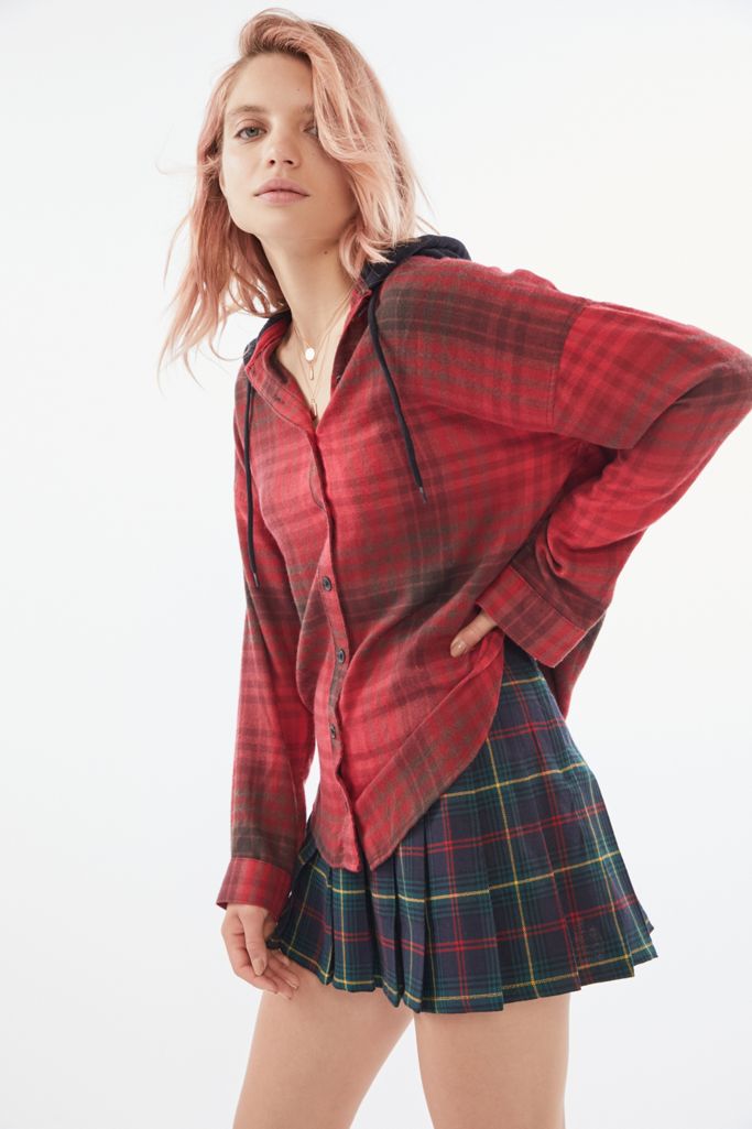 UO Darcy Hooded Flannel Shirt Urban Outfitters Canada