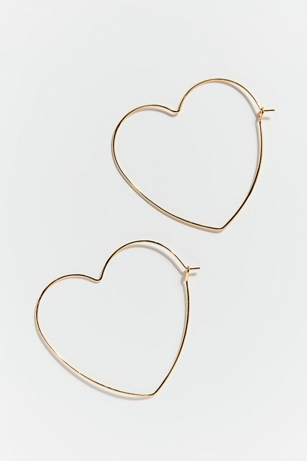Sterling Silver 18K Gold Delicate Heart Hoop Earring | Urban Outfitters ...