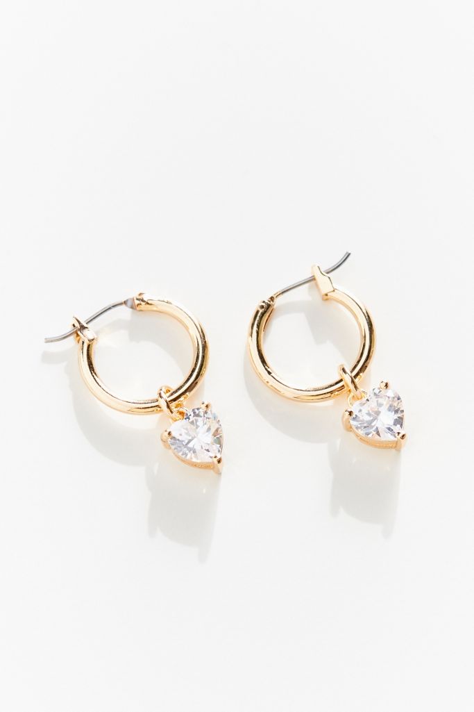 Crystal Heart Hoop Earring Urban Outfitters