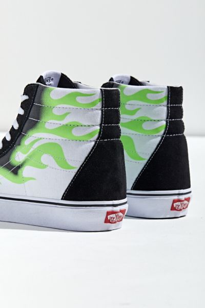green flame high top vans