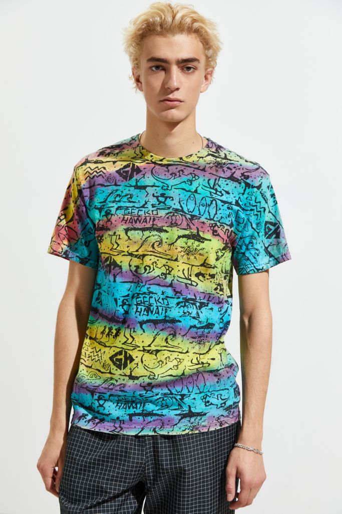 Gecko Hawaii Printed Tie-Dye Tee | Urban Outfitters