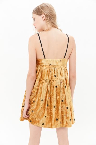 orange velvet dress urban outfitters
