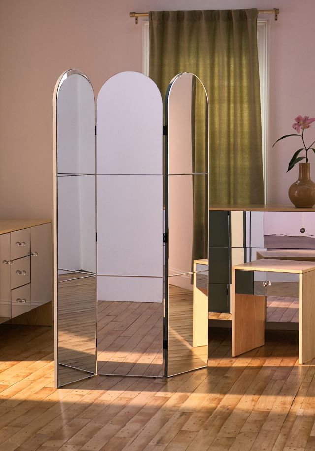 Amaia Mirrored Arc Room Divider Screen Urban Outfitters