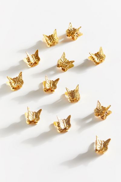 Vintage Gold Butterfly Hair Clip Set 