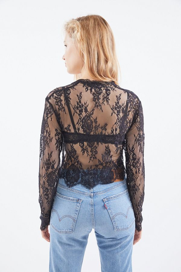 Motel Sinhor Sheer Lace Long Sleeve Top Urban Outfitters