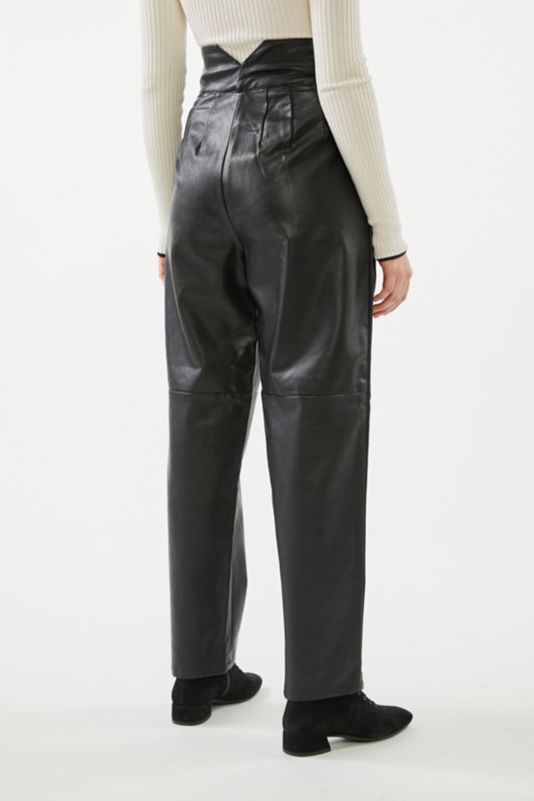 Rina Faux Leather Pleated High-Waisted Pant | Urban Outfitters