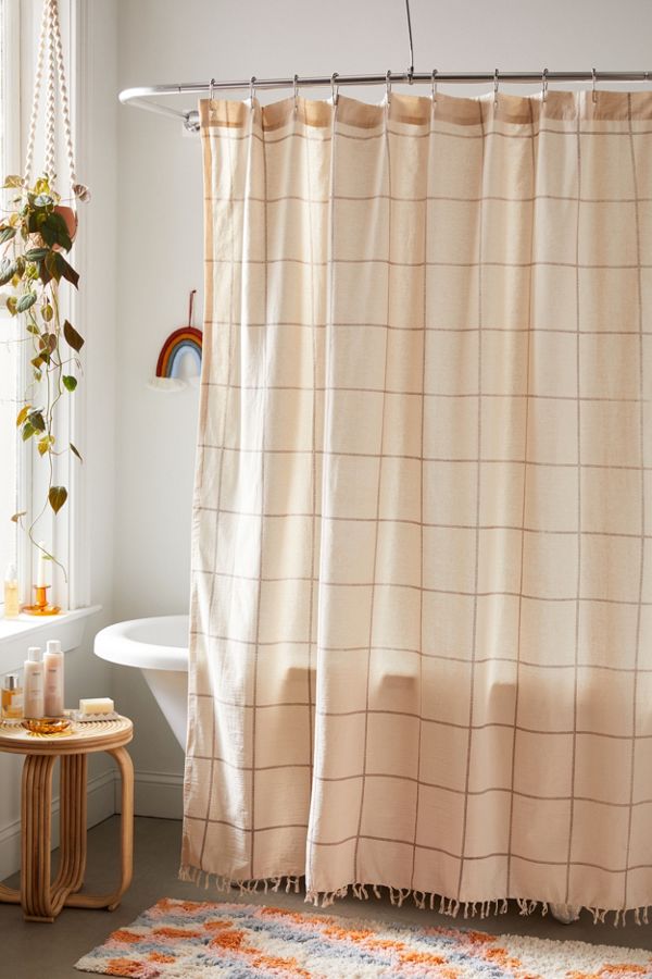 Slide View: 1: Grid Shower Curtain