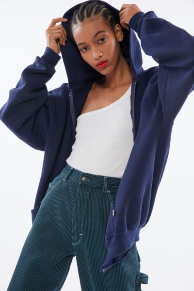 oversized zip through hoodie