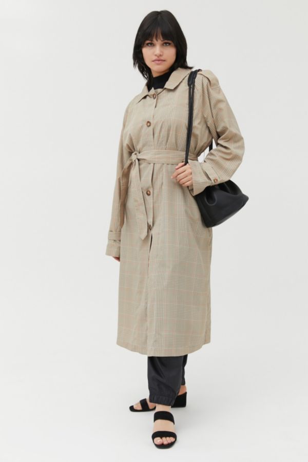 UO Drapey Plaid Trench Coat | Urban Outfitters