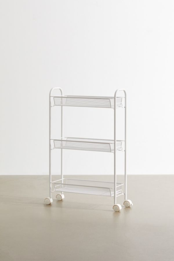 Slide View: 2: Slim 3-Tier Wire Rolling Storage Cart