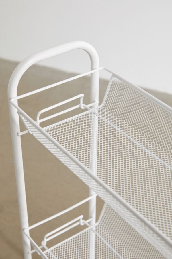 Slide View: 4: Slim 3-Tier Wire Rolling Storage Cart