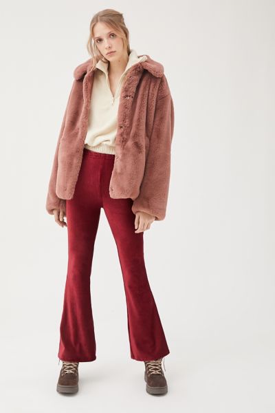 Urban Renewal Remnants Red Velvet Rib Flare Pant | Urban Outfitters