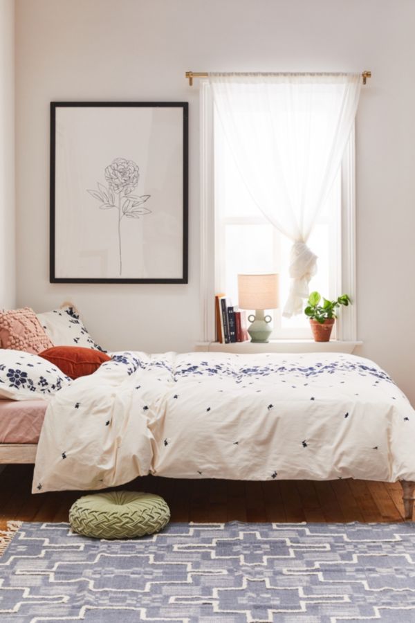 Samantha Embroidered Floral Duvet Cover Urban Outfitters