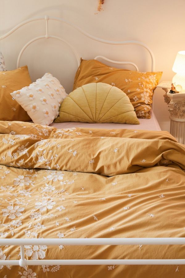Slide View: 1: Samantha Embroidered Floral Duvet Cover
