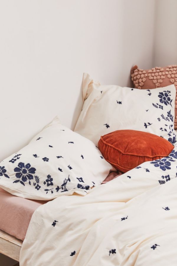 Samantha Embroidered Floral Sham Set Urban Outfitters Canada