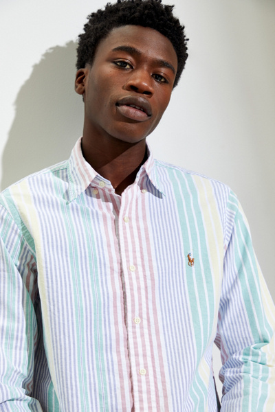 ralph lauren striped button down shirt