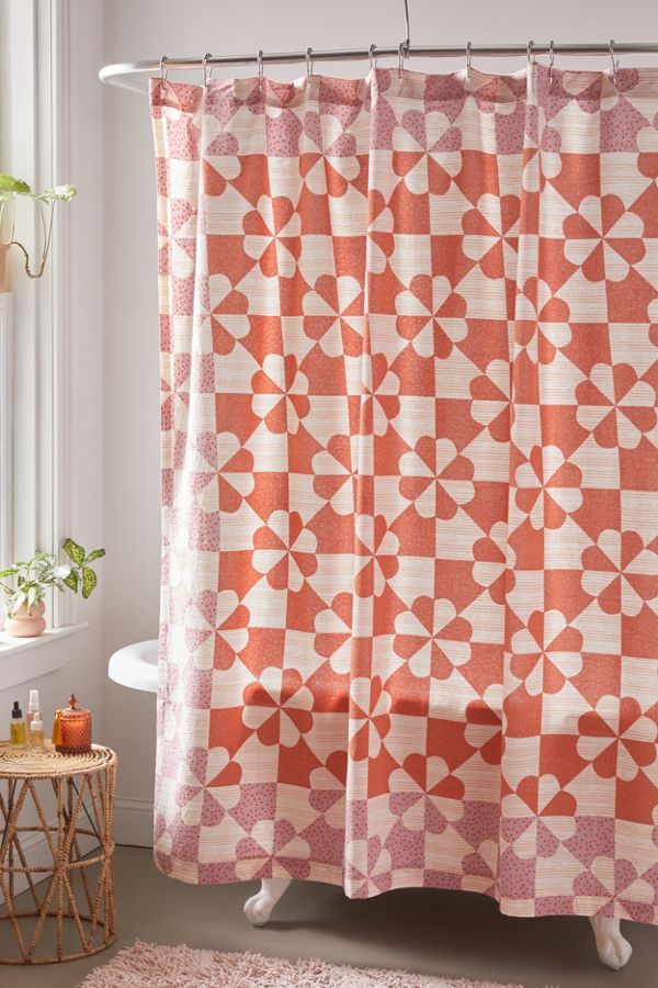 Slide View: 1: Puck Patchwork Print Shower Curtain
