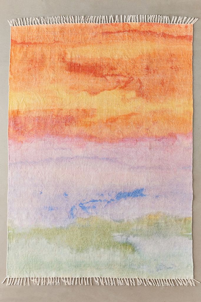 Watercolor Sunset Chenille Rug Urban Outfitters Canada