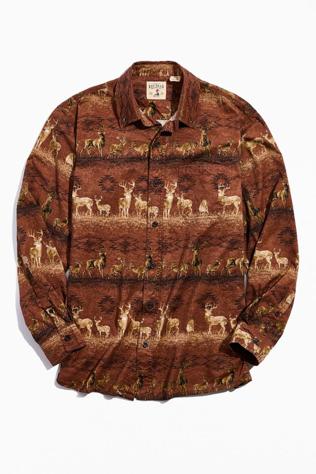 Vintage Red Head Deer Print ButtonDown Shirt Urban Outfitters