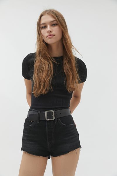 levi's high rise black shorts