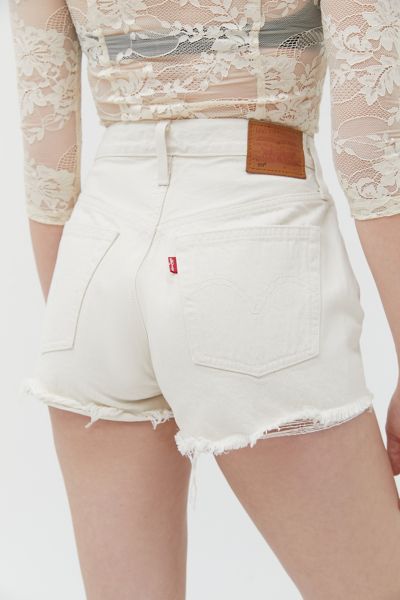 levi's white denim shorts