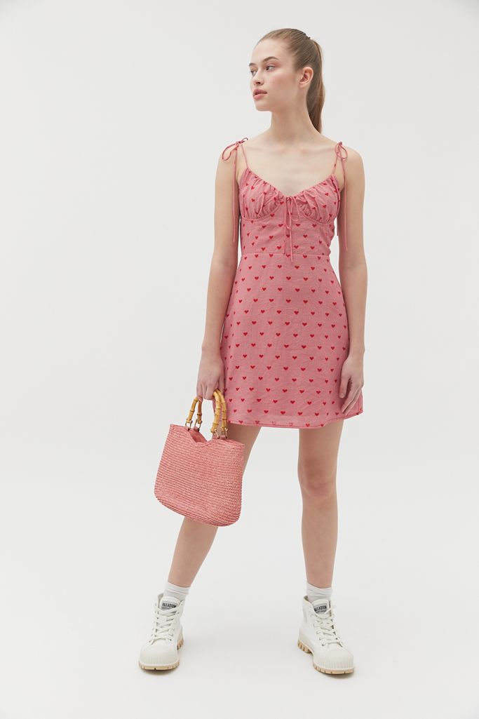 4SI3NNA Amrita Heart TieShoulder Mini Dress Urban Outfitters