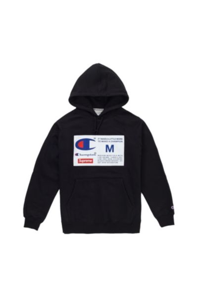 supreme champion hooded sweatshirt black