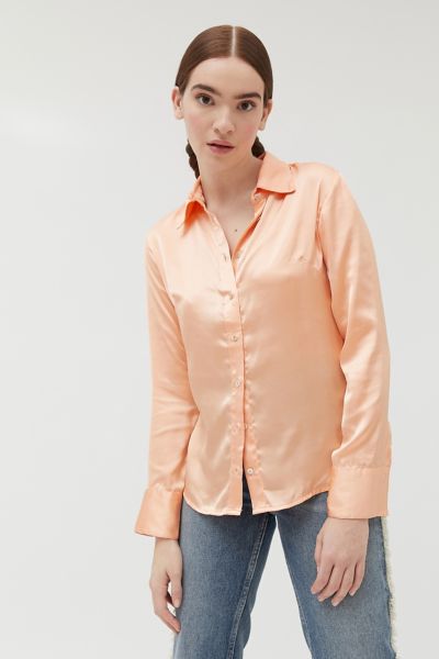 button down satin shirt