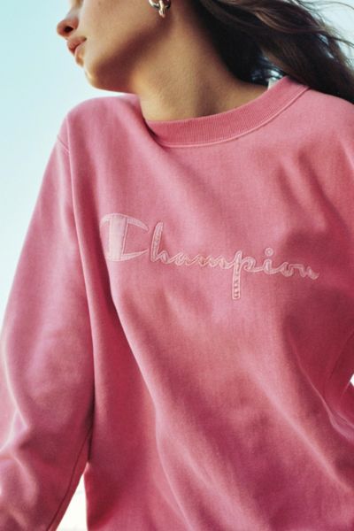 champion pink fleece crew neck sweatshirt