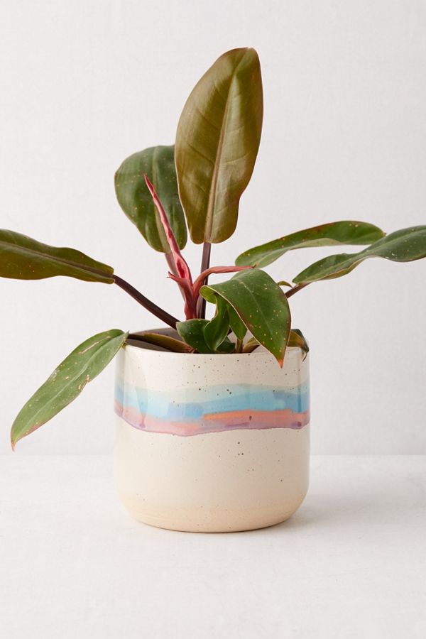 Slide View: 1: Soft Stripe 4 Ceramic Planter