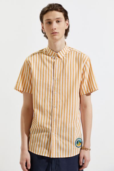 yellow striped button down shirt
